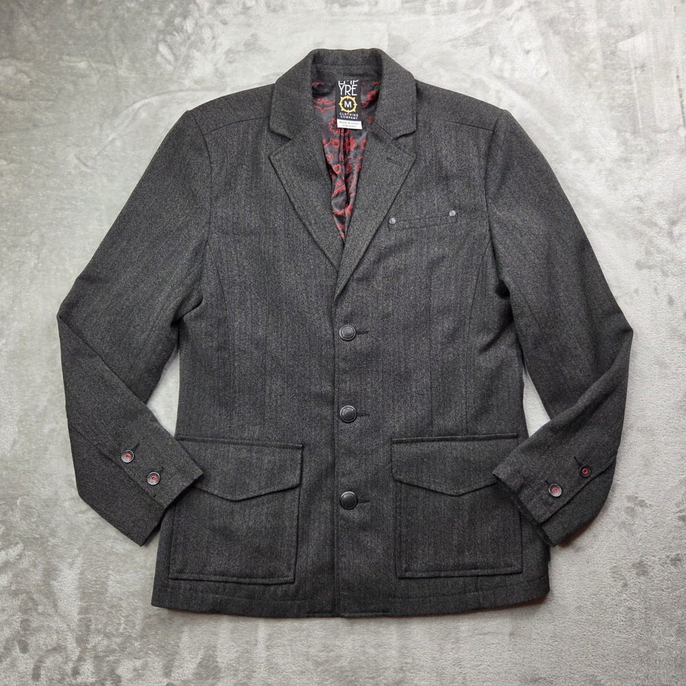 Vintage Y2K Empyre Men M Gray Blazer Jacket Paisley Lined Skate Streetwear Indie
